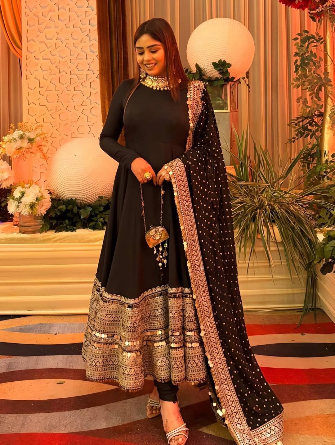 Bela-TD Roman silk Anarkali Gown set - Image 3