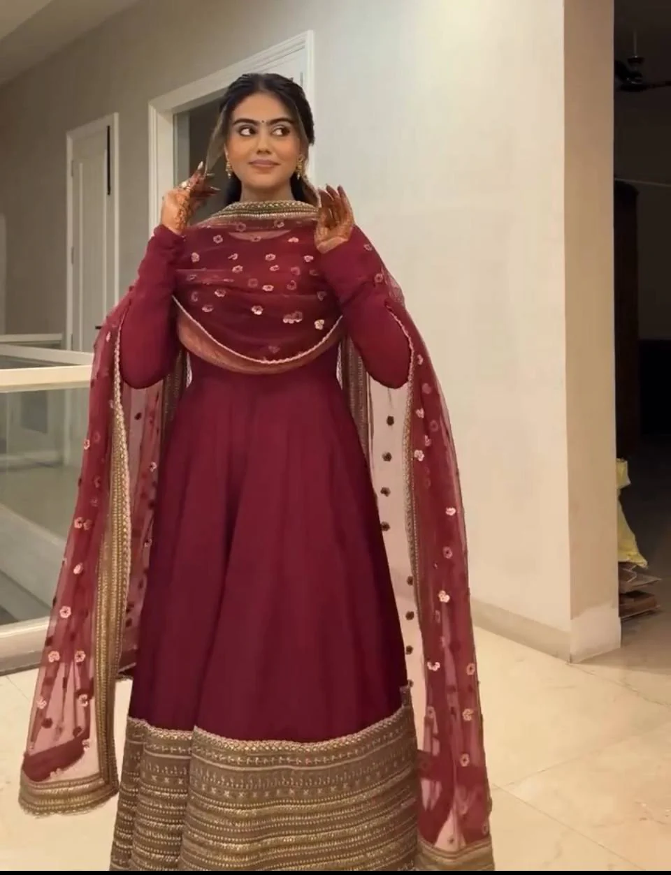 Bela-TD Roman silk Anarkali Gown set - Image 4