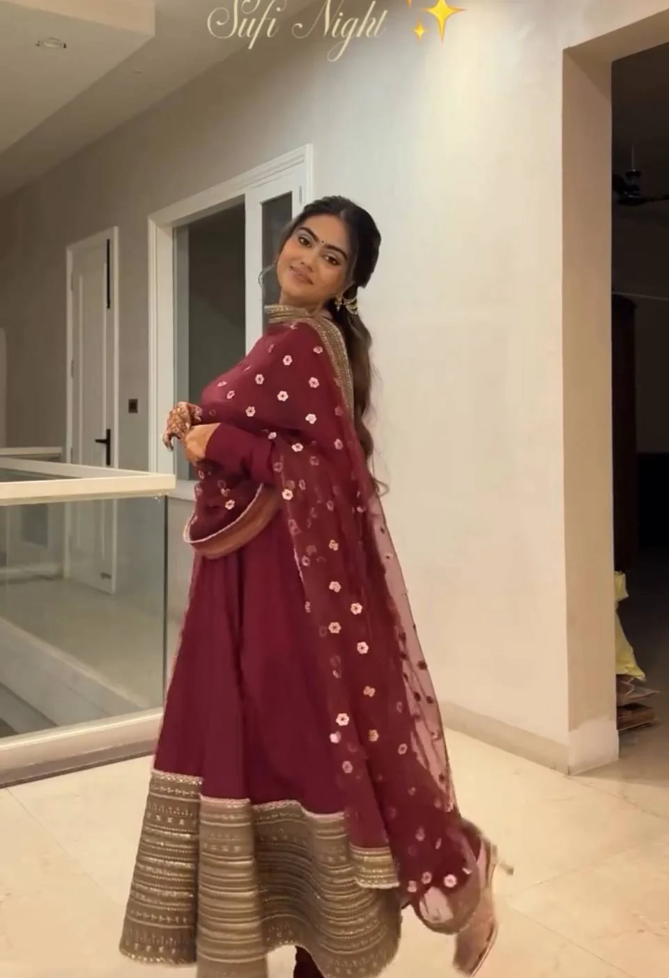 Bela-TD Roman silk Anarkali Gown set - Image 5