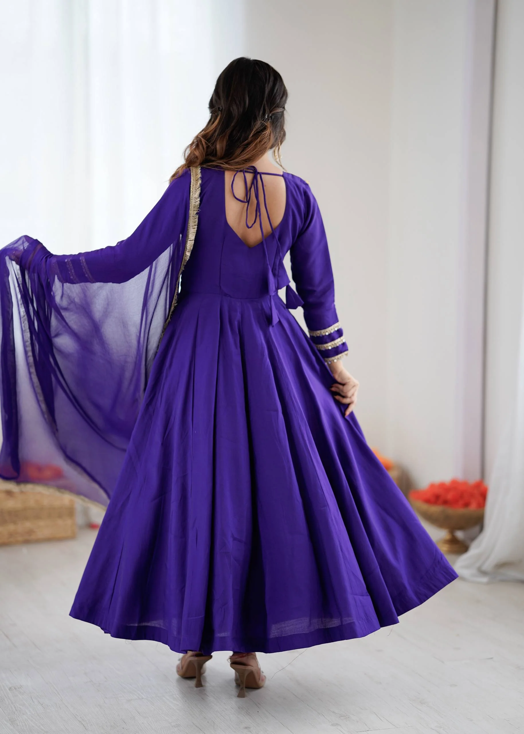 Charu-ZSR Roman silk Coding work Gown - Image 4
