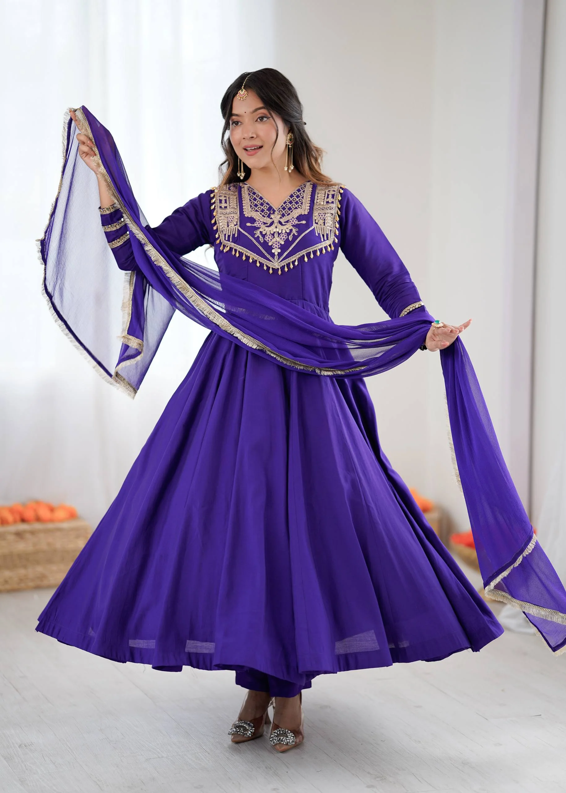 Charu-ZSR Roman silk Coding work Gown - Image 5