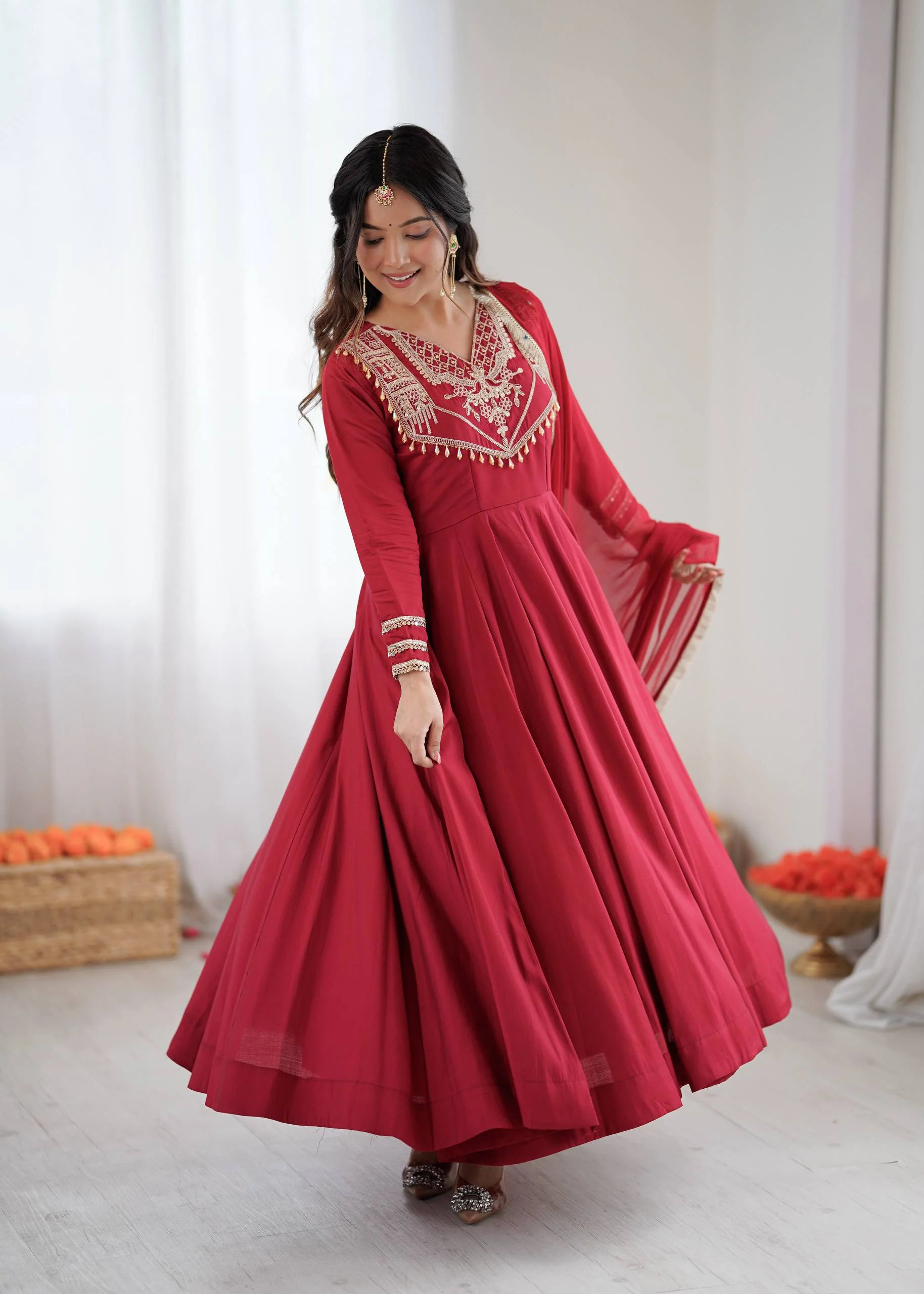 Charu-ZSR Roman silk Coding work Gown - Image 8