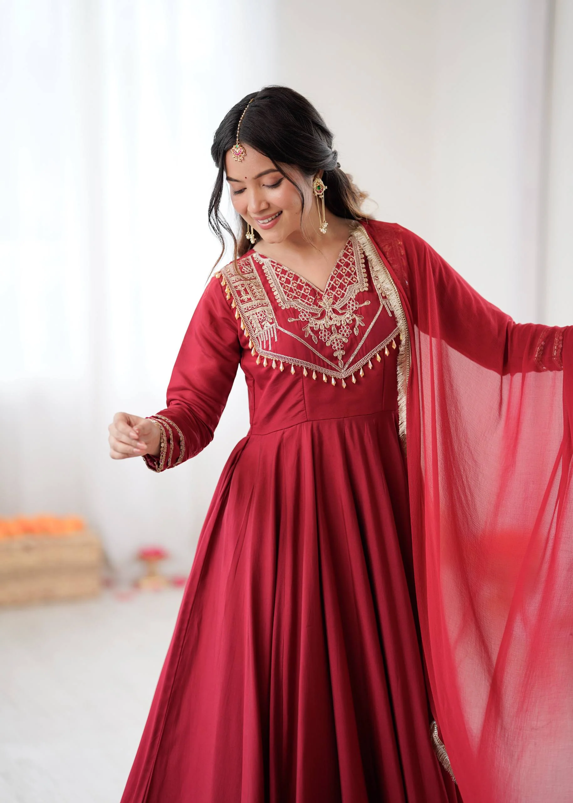 Charu-ZSR Roman silk Coding work Gown - Image 9