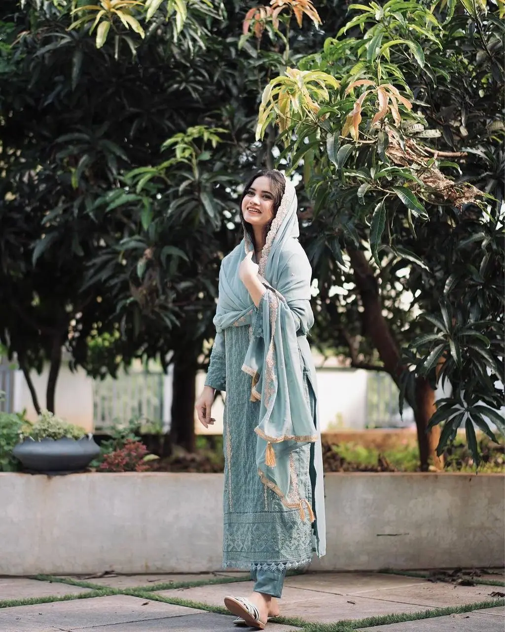 Nency-PD- Heavy Faux Georgette Top Bottom & Dupatta Set - Jaipur Blossom - Image 4