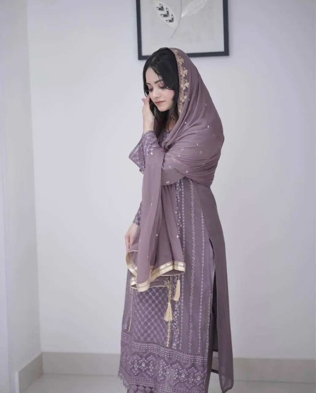 Nency-PD- Heavy Faux Georgette Top Bottom & Dupatta Set - Jaipur Blossom - Image 9