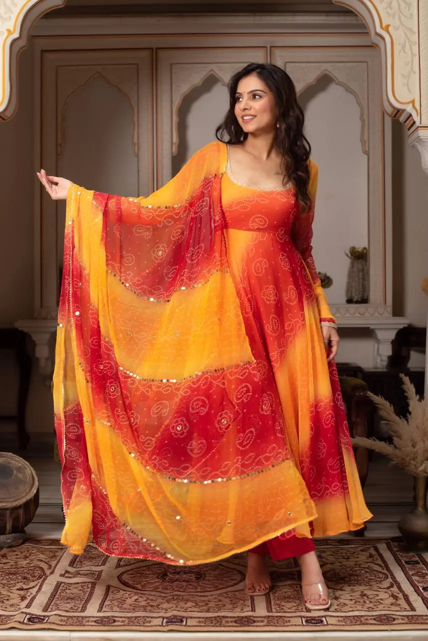 Suman-RT Faux Georgette Anarkali Set with Pant & Dupatta - Image 8