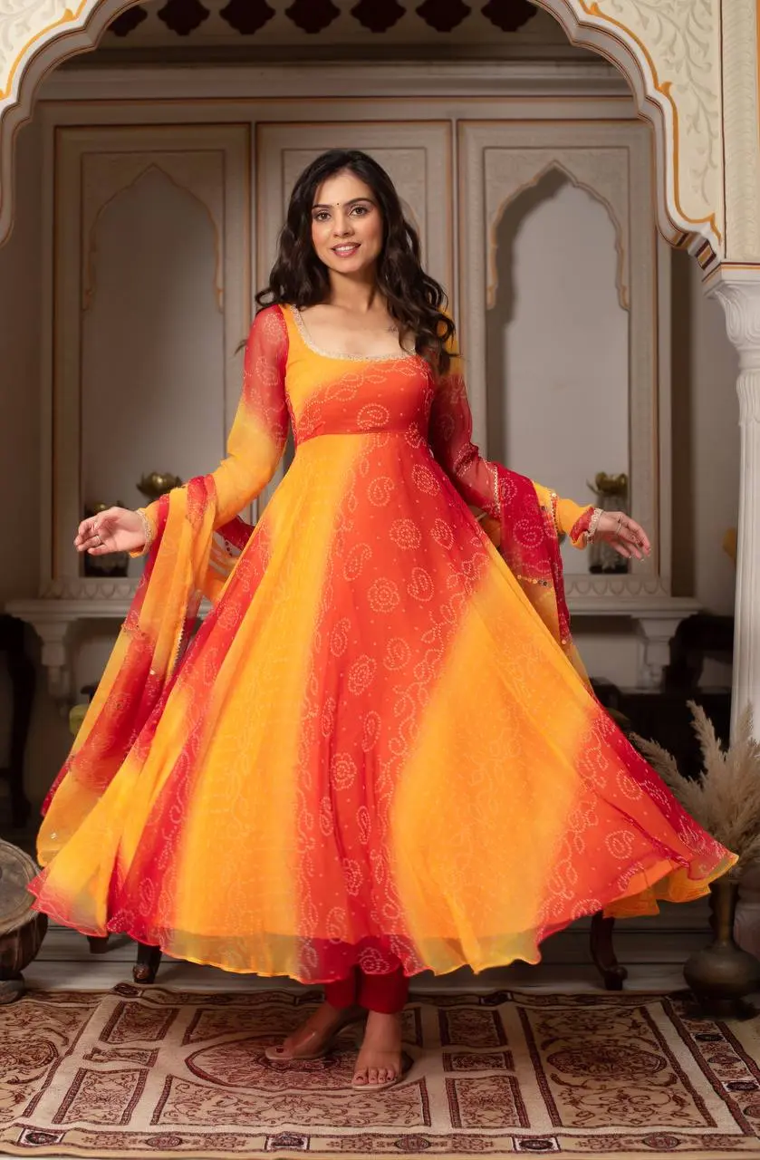 Suman-RT Faux Georgette Anarkali Set with Pant & Dupatta - Image 9