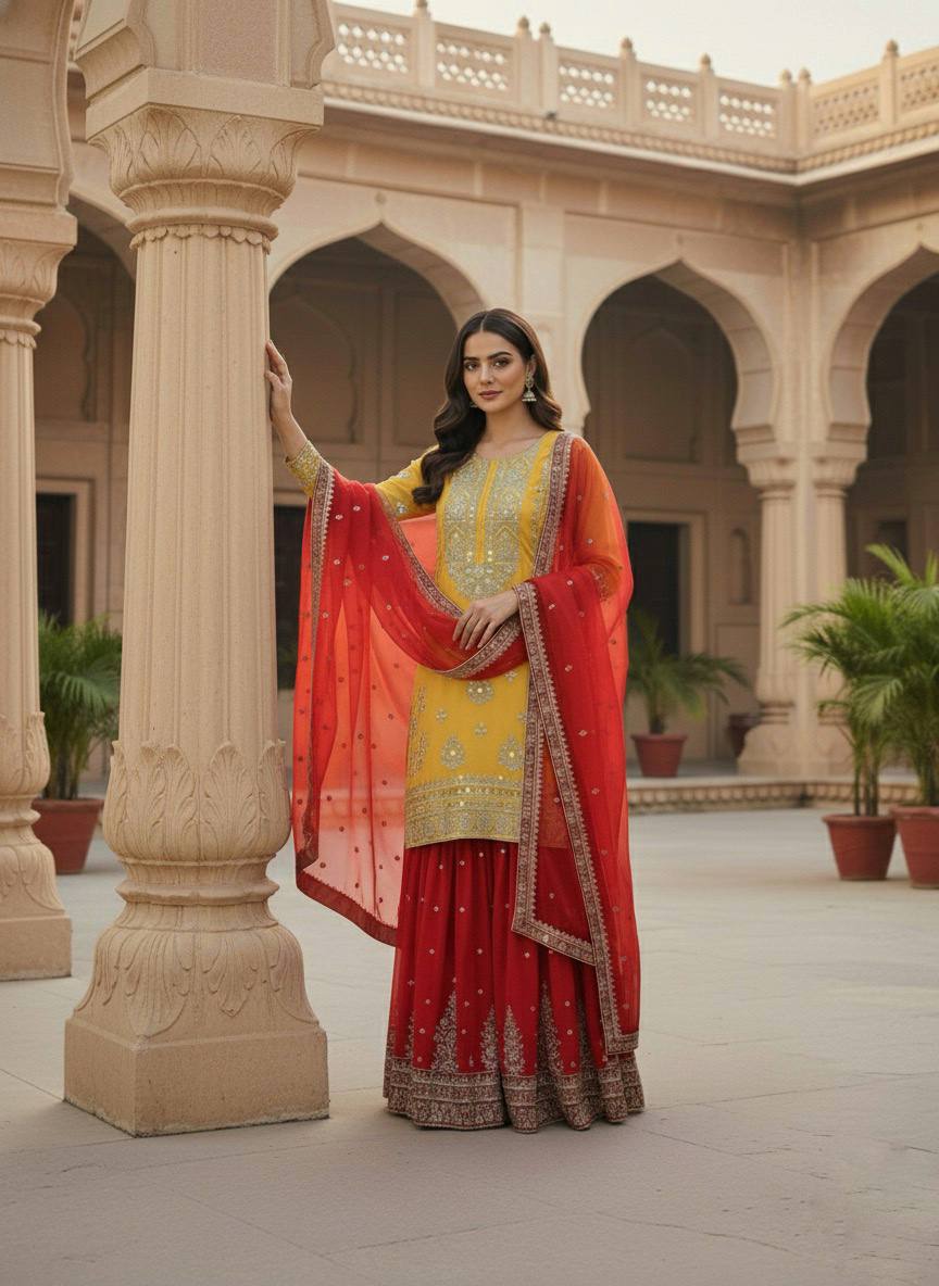 Hina-ZSR Pure Heavy Georgette sharara plazzo set - Image 3