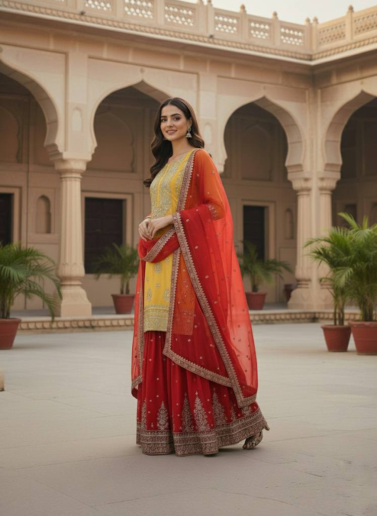 Hina-ZSR Pure Heavy Georgette sharara plazzo set - Image 4