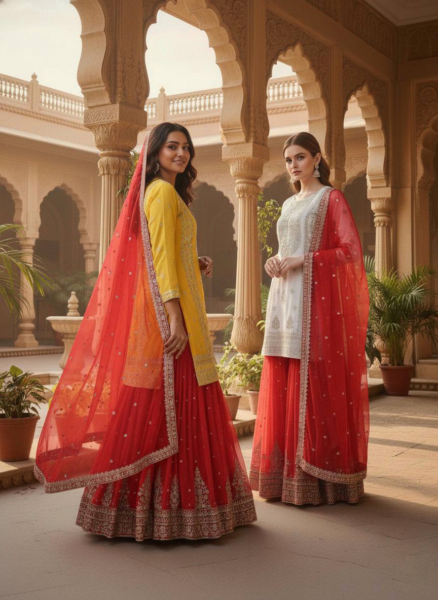 Hina-ZSR Pure Heavy Georgette sharara plazzo set - Image 6