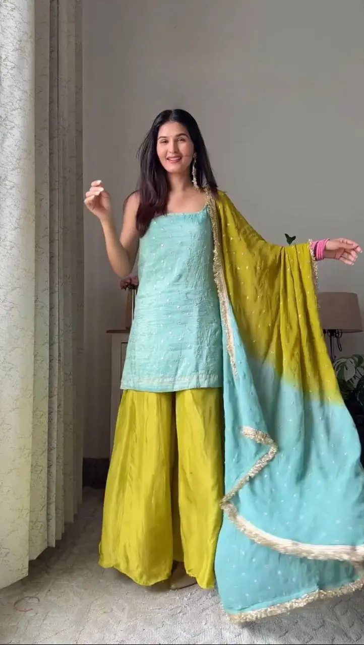 RTC-Chinon Silk Top Plazzo set - Image 3
