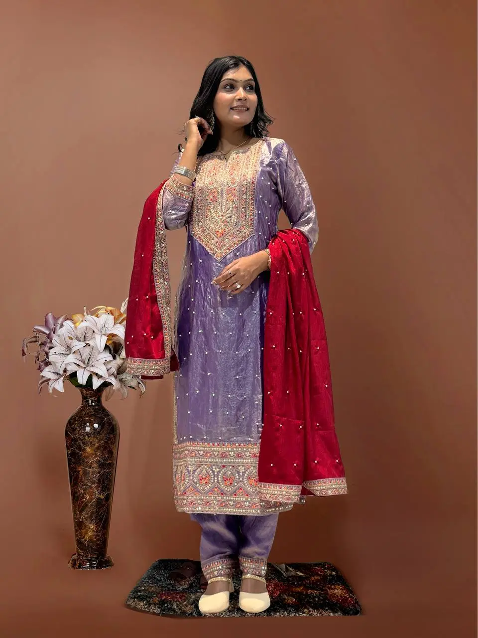 Purvi-HK- heavy Frendy Silk Top pent set - Image 10