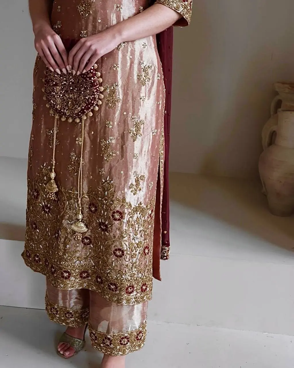 Occasion-Ready-HK Fancy Plazzo Set with Heavy Embroidery & Sparkle Sequins - Image 3