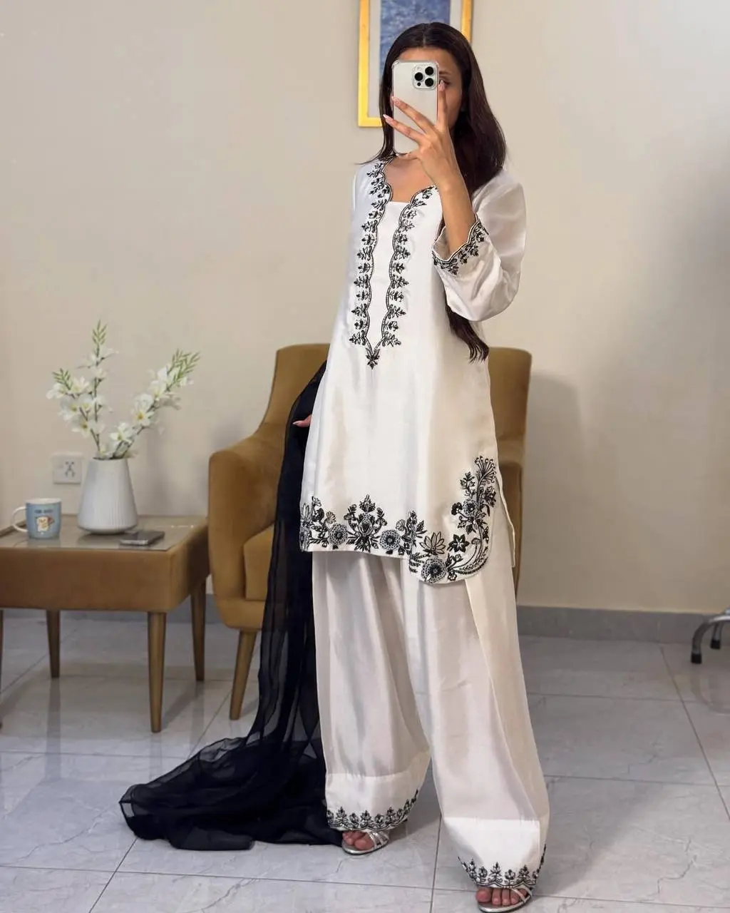 Ruhika -PD Farshi Palazzo Style With Hand Embroidered - Image 3