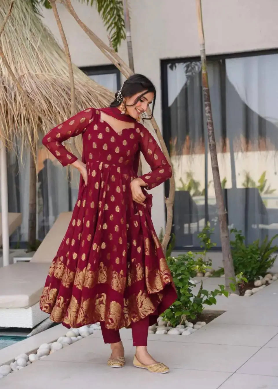 Aachal-VL- Heavy Faux Georgette Top bottom set - Image 3