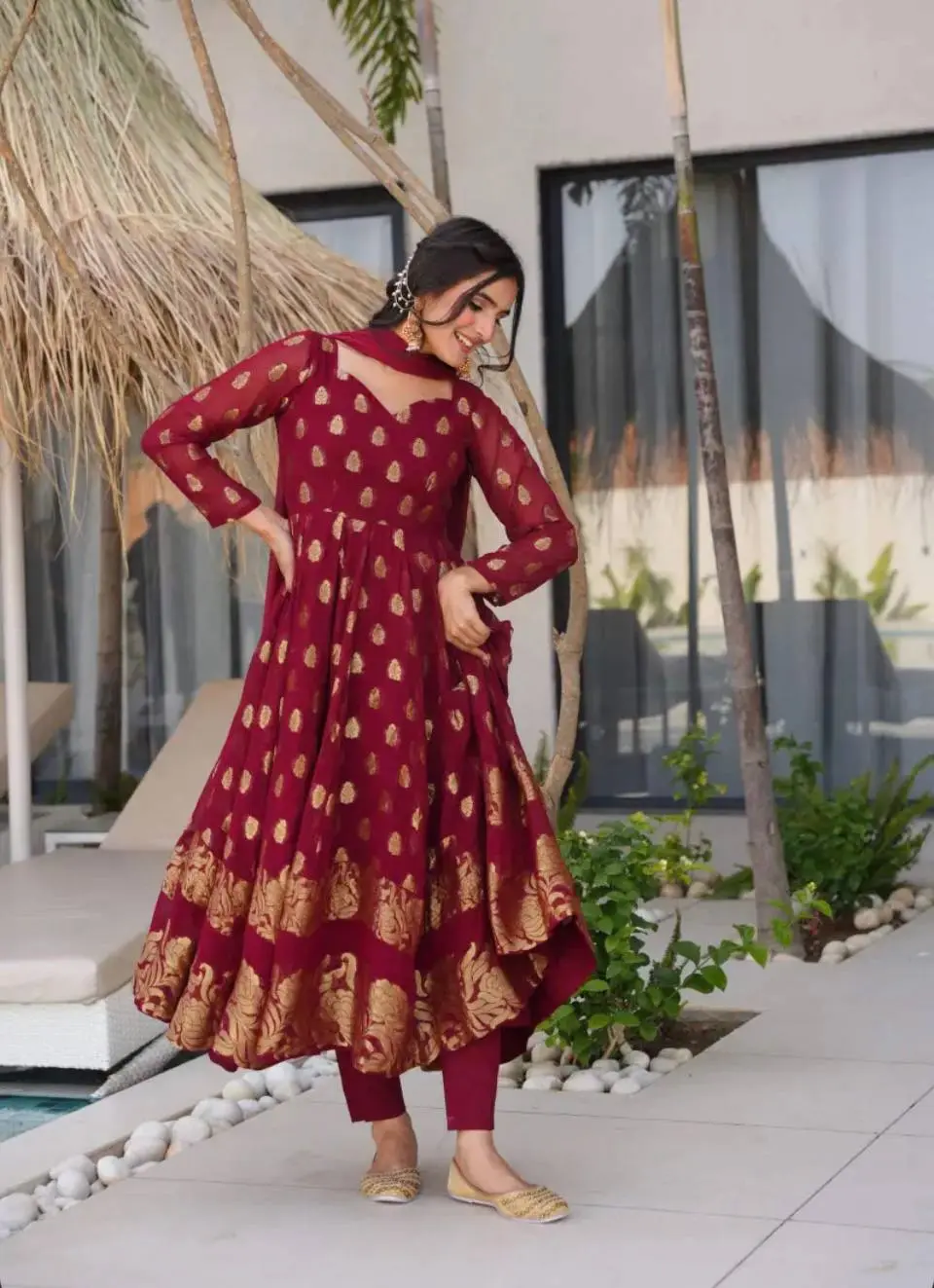 Aachal-VL- Heavy Faux Georgette Top bottom set - Image 4