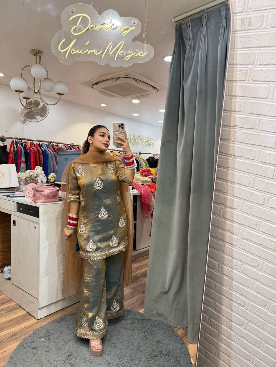 Mukti-MD- Fendy Silk Party Wear Outfit with Heavy 5mm Sequin Embroidery Finish - Image 6