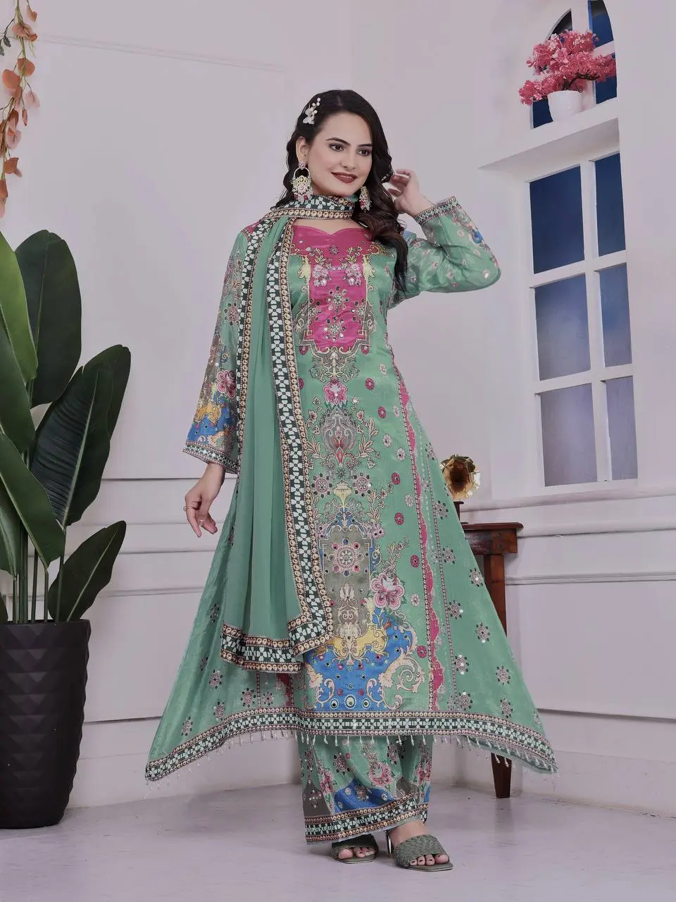 Zinia-HK-Trendy Ethnic Set Digital A-Line Kurta set- Jaipur Blossom - Image 10