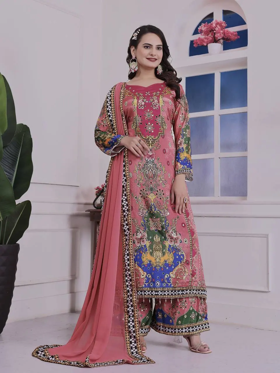 Zinia-HK-Trendy Ethnic Set Digital A-Line Kurta set- Jaipur Blossom - Image 11