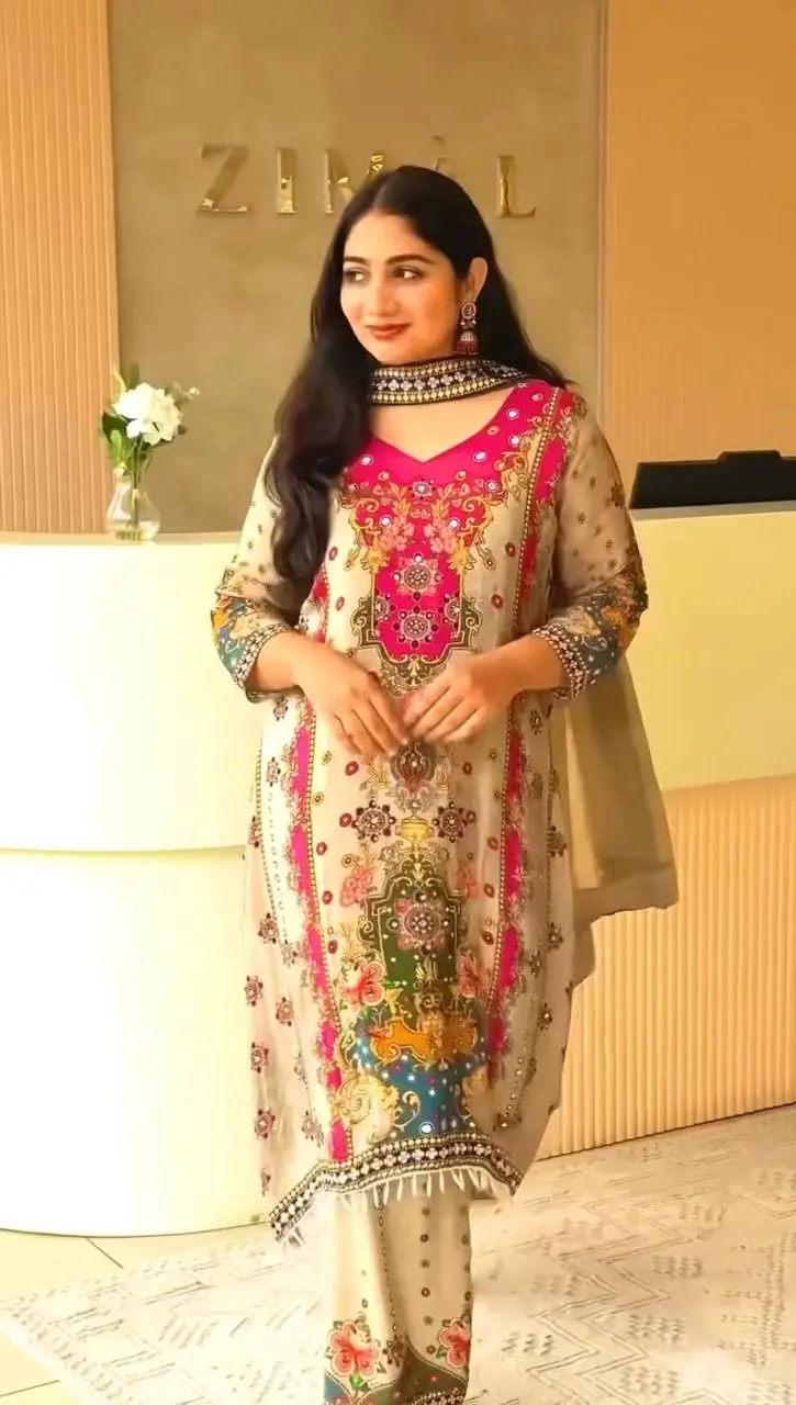 Zinia-HK-Trendy Ethnic Set Digital A-Line Kurta set- Jaipur Blossom - Image 4