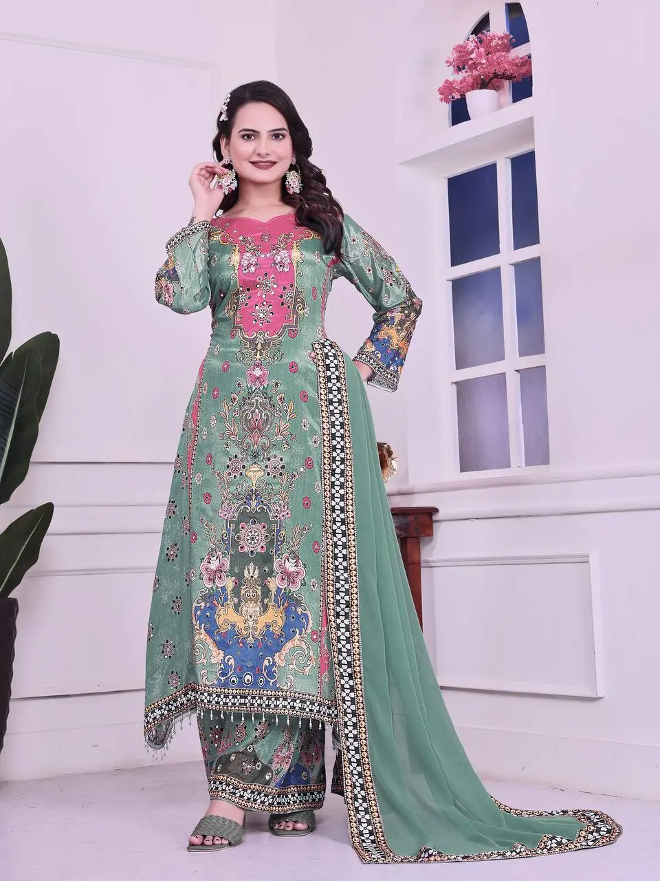 Zinia-HK-Trendy Ethnic Set Digital A-Line Kurta set- Jaipur Blossom - Image 5