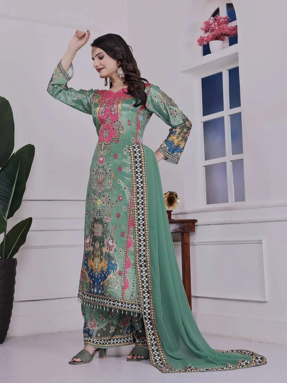 Zinia-HK-Trendy Ethnic Set Digital A-Line Kurta set- Jaipur Blossom - Image 6